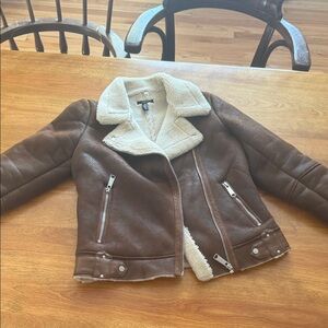 Aqua Brown Teddy Jacket with Cream Accents